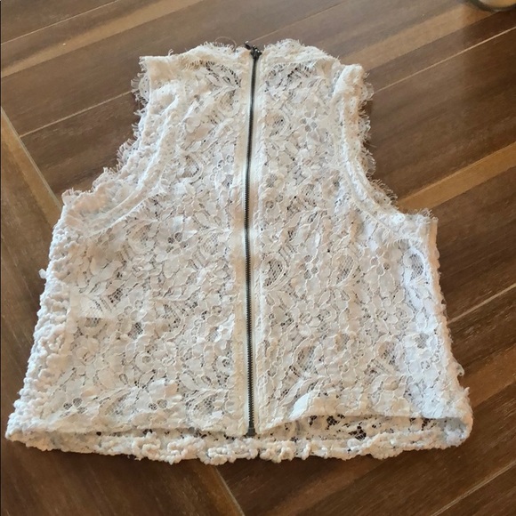 Zara XS lace white high neck sleeveless top - Picture 2 of 8